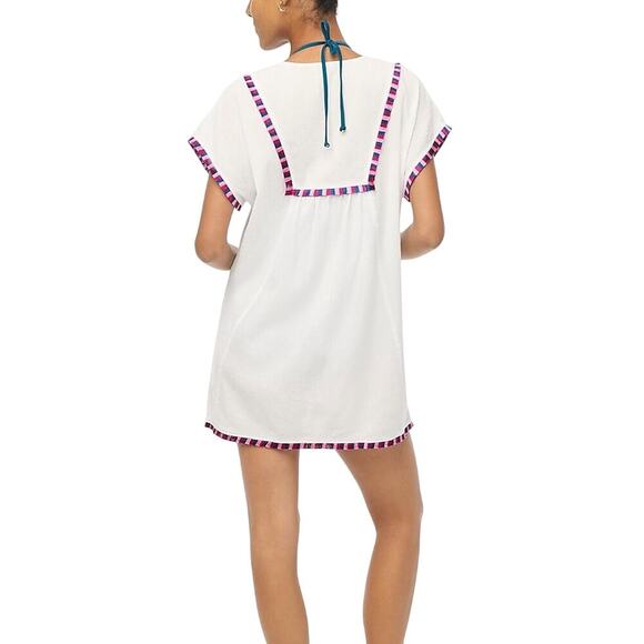 NWT J.Crew White Fringe Beach Tunic Cover-Up Multi Trim Tassel Size M - Picture 3 of 7
